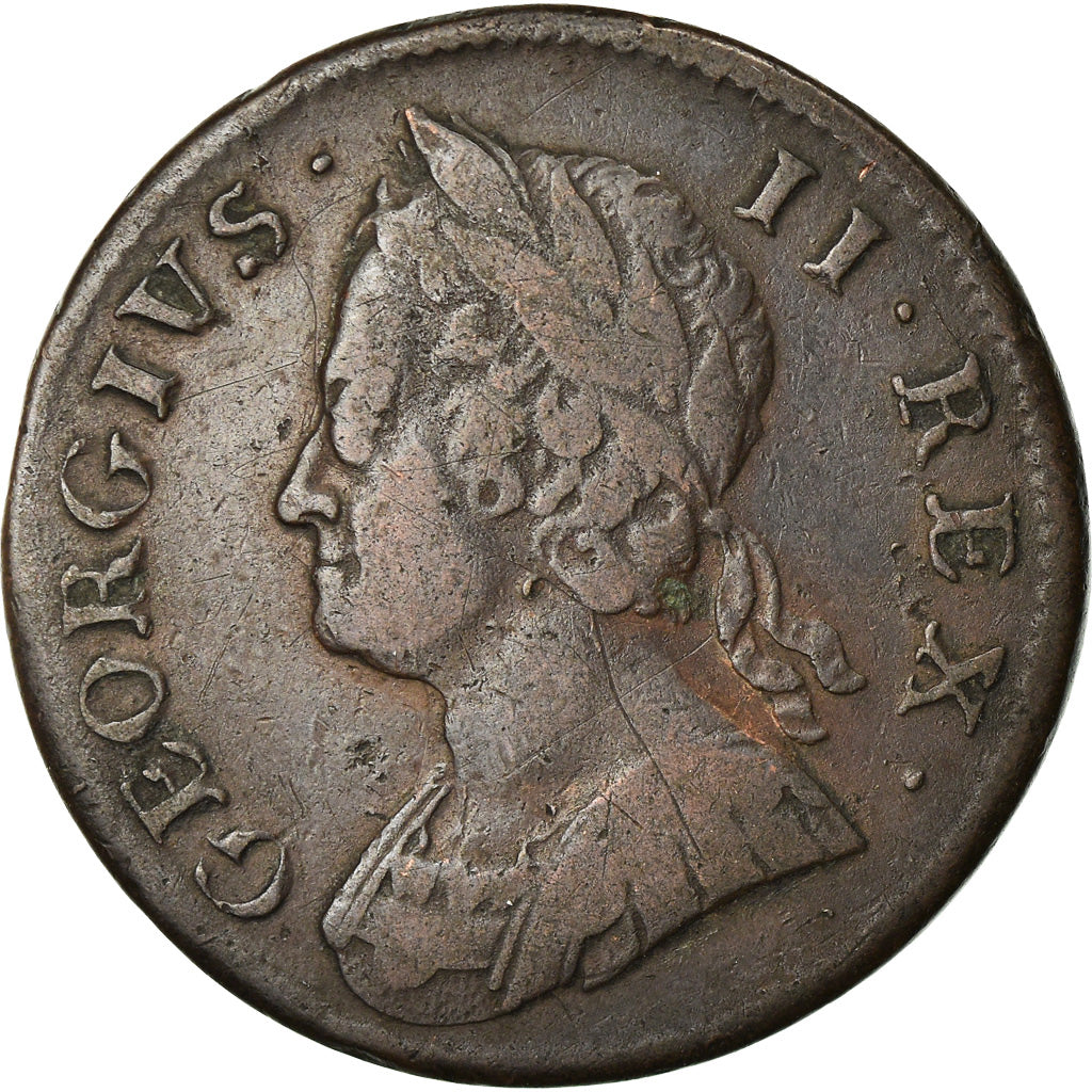 Moneta, Gran Bretagna, George II, 1/2 Penny, 1753, MB+, Rame, KM:579.2