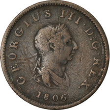 Münze, Großbritannien, George III, 1/2 Penny, 1806, London, S+, Kupfer, KM:662