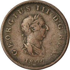 Monnaie, Grande-Bretagne, George III, 1/2 Penny, 1806, Londres, TB+, Cuivre