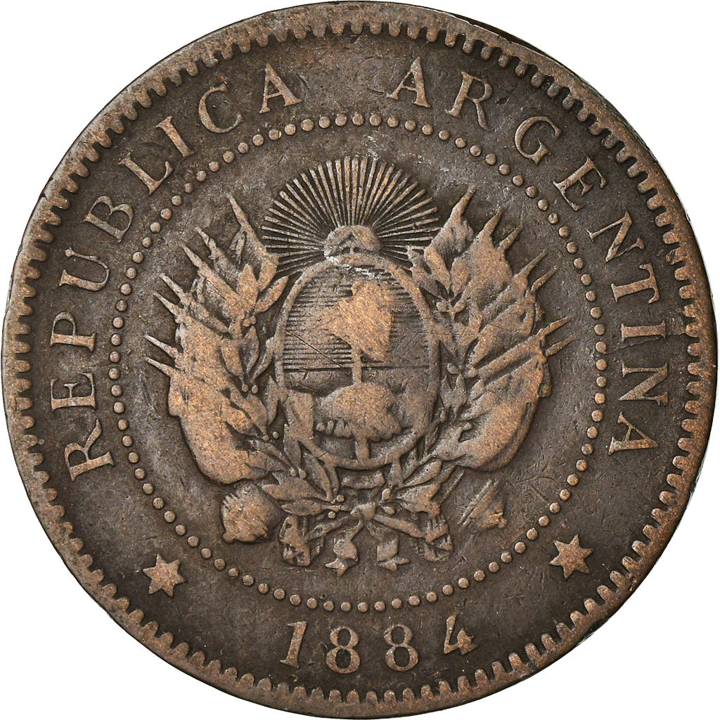 Moneta, Argentina, Centavo, 1884, BB, Bronzo, KM:32