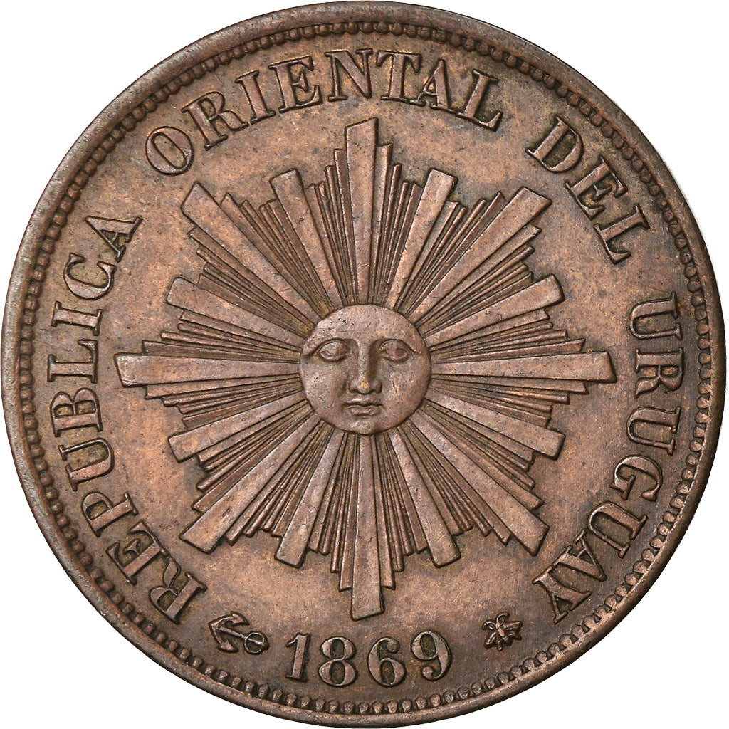 Moneta, Uruguay, Centesimo, 1869, Uruguay Mint, Paris, Berlin, Vienna, BB+