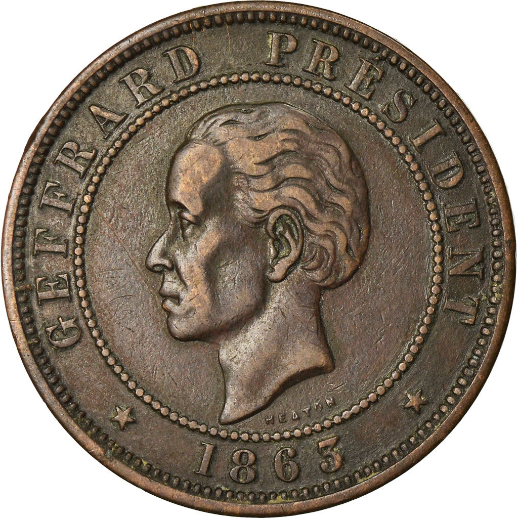 Haiti, 20 Centimes, 1863, EF(40-45), Bronze, KM:41