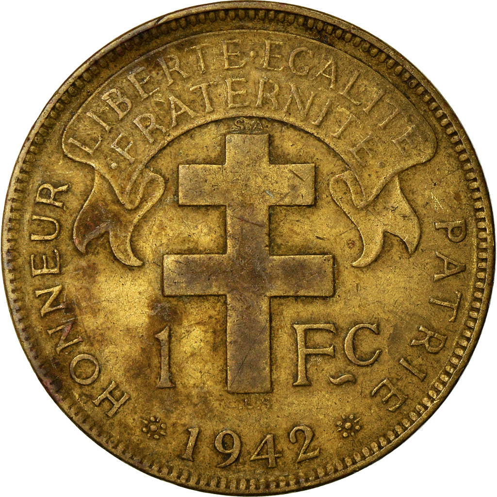 Münze, Französisch-Äquatorialafrika, Franc, 1942, Pretoria, S, Messing, KM:2