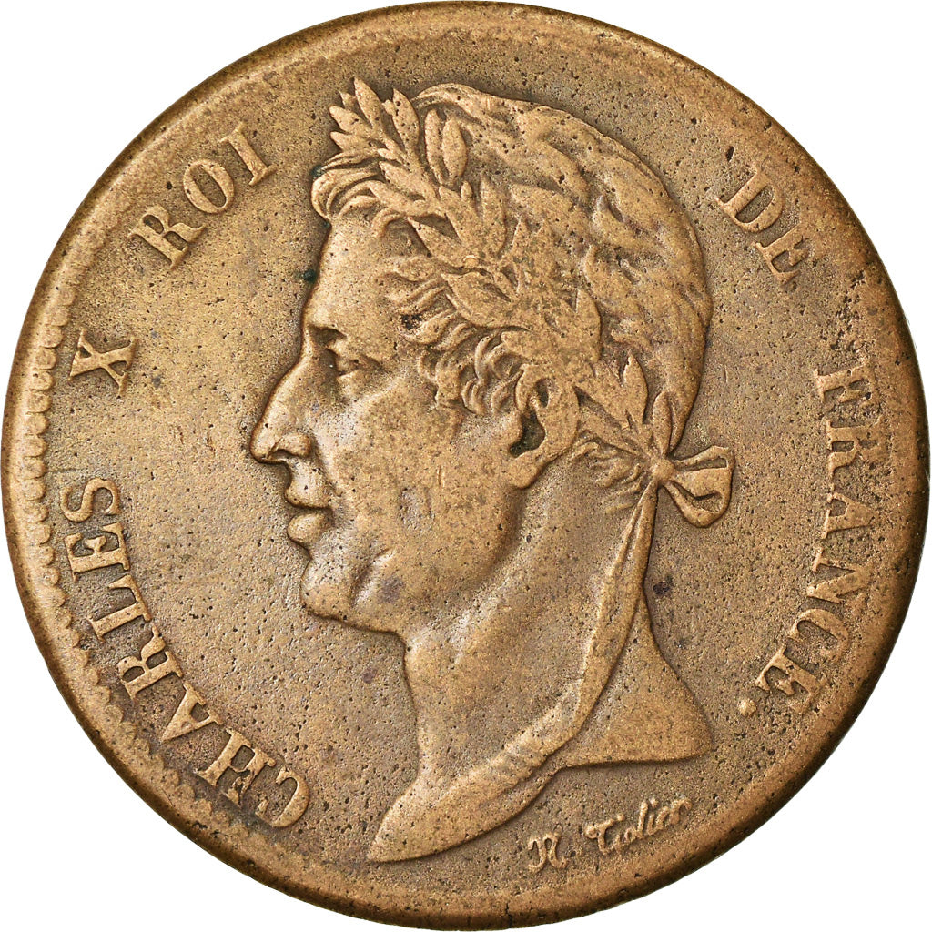 Monnaie, Colonies françaises, Charles X, 5 Centimes, 1828, Paris, TB+, Bronze