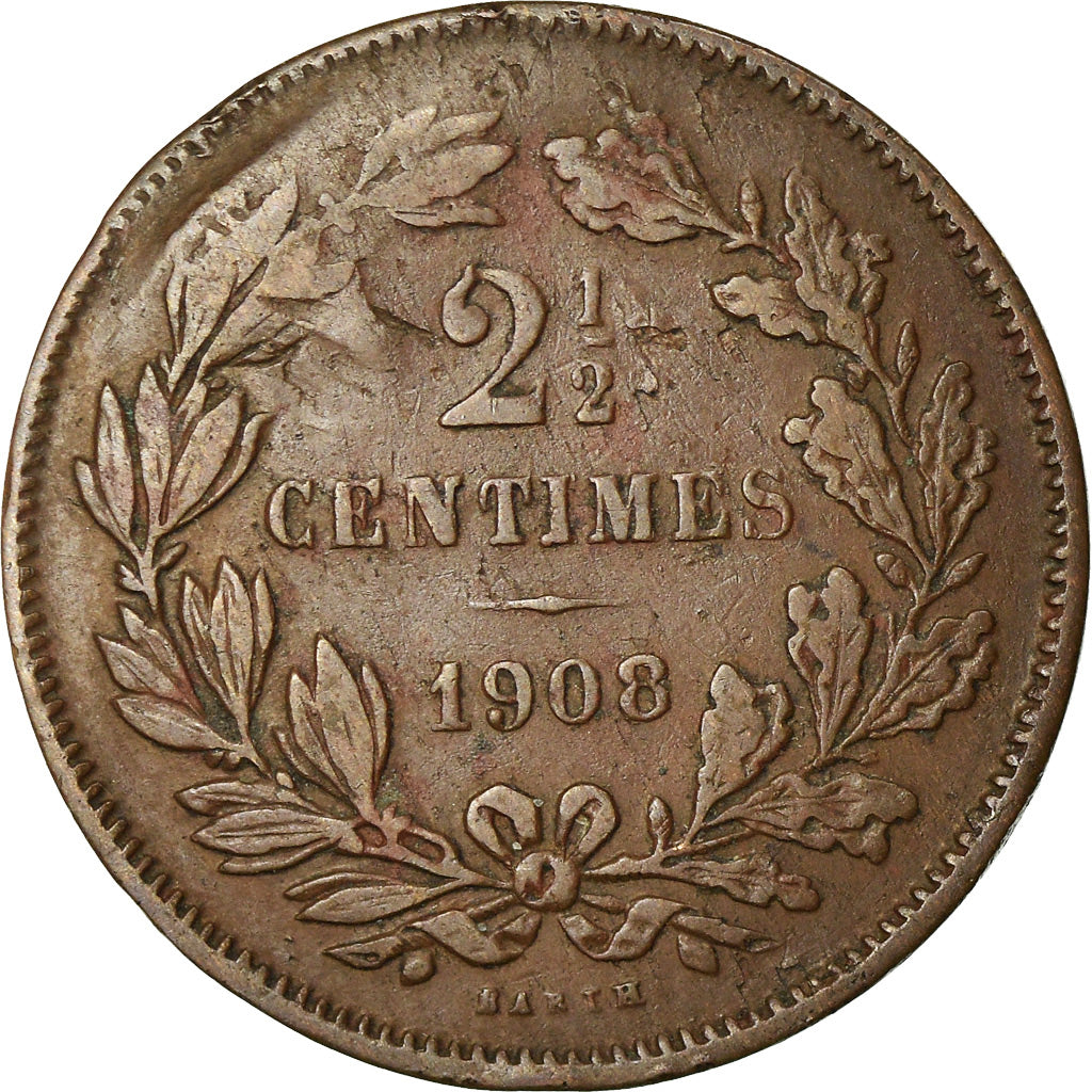Moneta, Lussemburgo, William III, 2-1/2 Centimes, 1908, Utrecht, BB, Bronzo