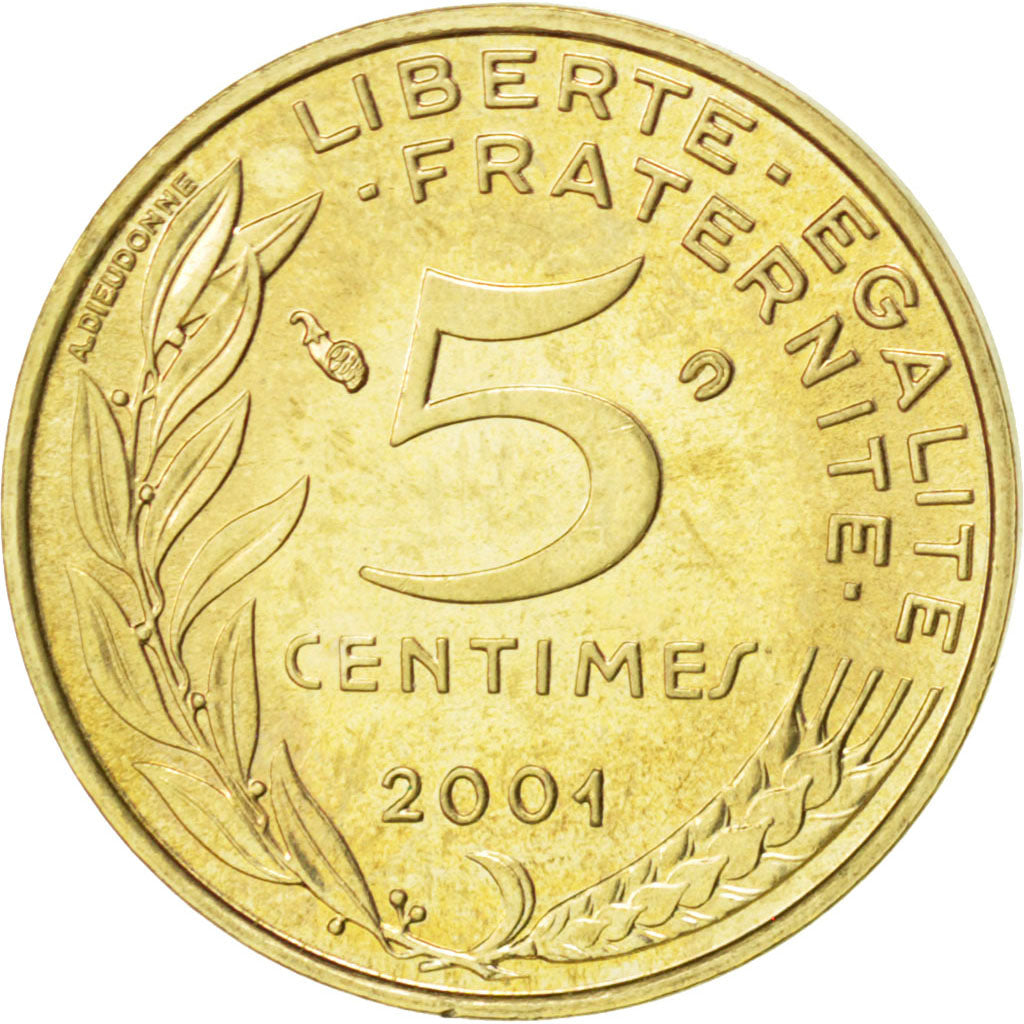 FRANCE, Marianne, 5 Centimes, 2001, Paris, KM #933, MS(60-62), Aluminum-Bronze,.