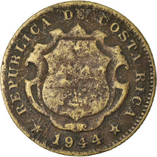 Moneta, Costa Rica, 25 Centimos, 1944, San Jose, MB, Yellow Brass, KM:181