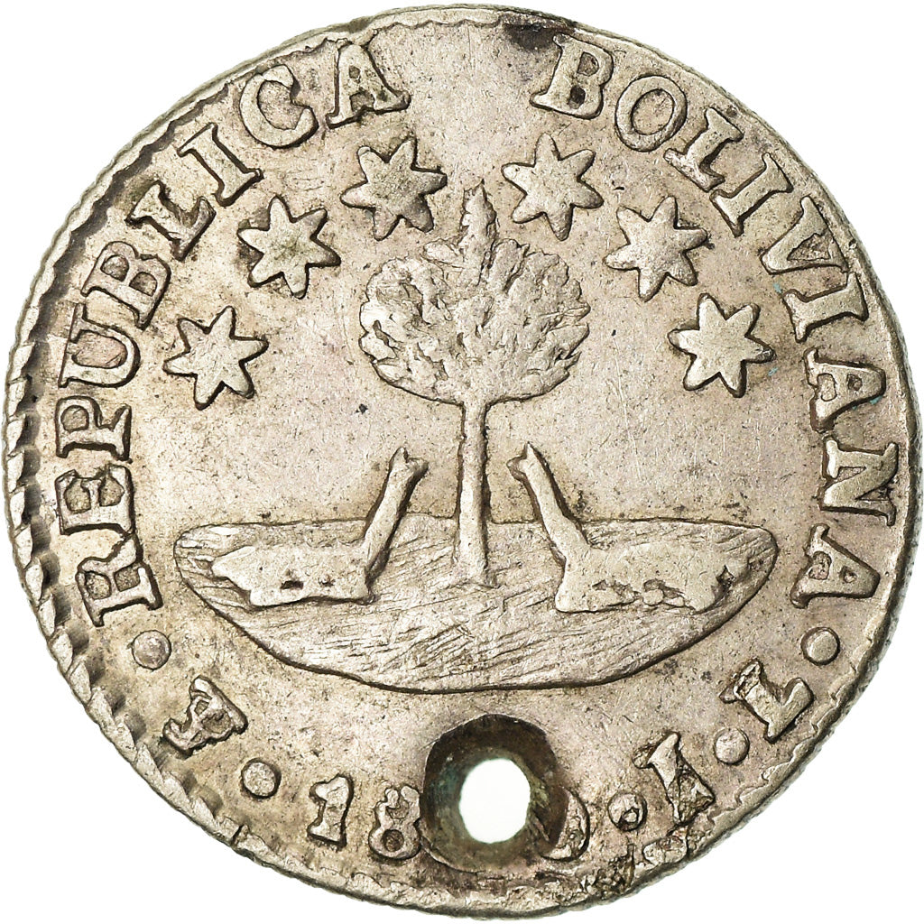 Moneta, Bolivia, 1/2 Sol, 1830, Potosi, MB+, Argento, KM:93.2a