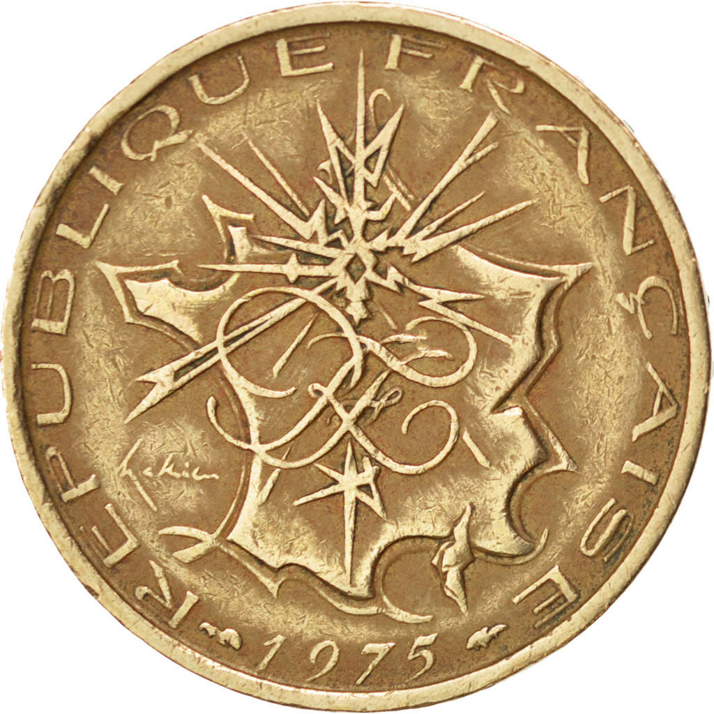 FRANCE, Mathieu, 10 Francs, 1975, KM #940, EF(40-45), Nickel-Brass, 26, Gadoury.