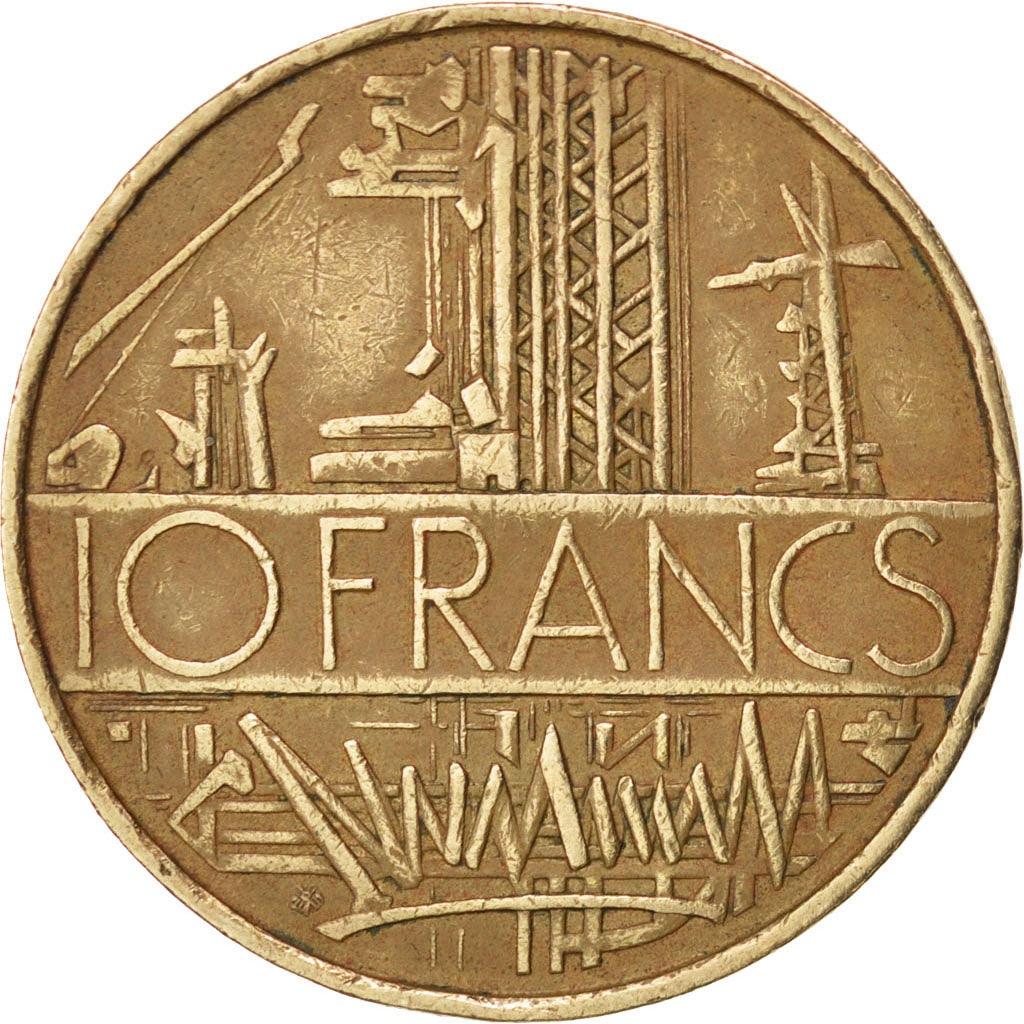 FRANCE, Mathieu, 10 Francs, 1975, KM #940, EF(40-45), Nickel-Brass, 26, Gadoury.