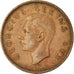 Moneta, Sudafrica, George VI, 1/2 Penny, 1952, MB+, Bronzo, KM:33