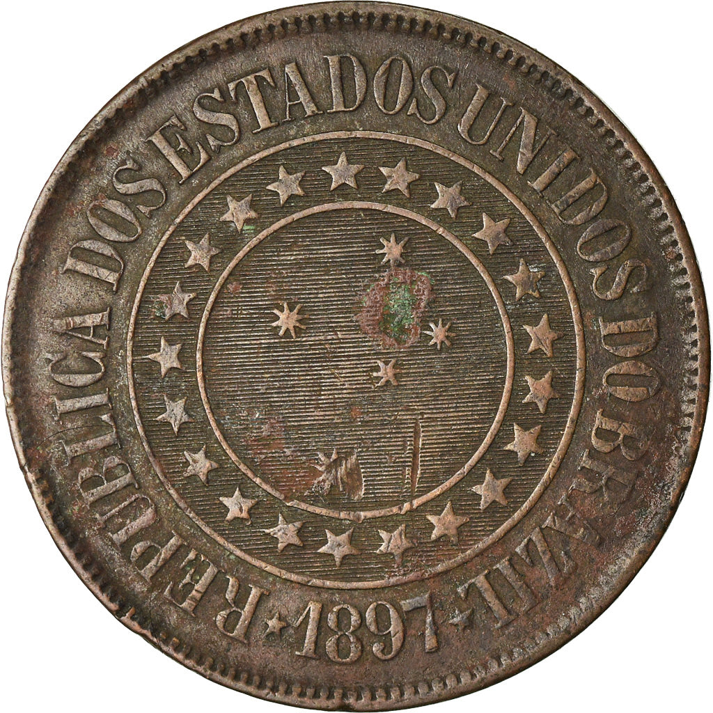 Coin, Brazil, 40 Reis, 1897, VF(20-25), Bronze, KM:491