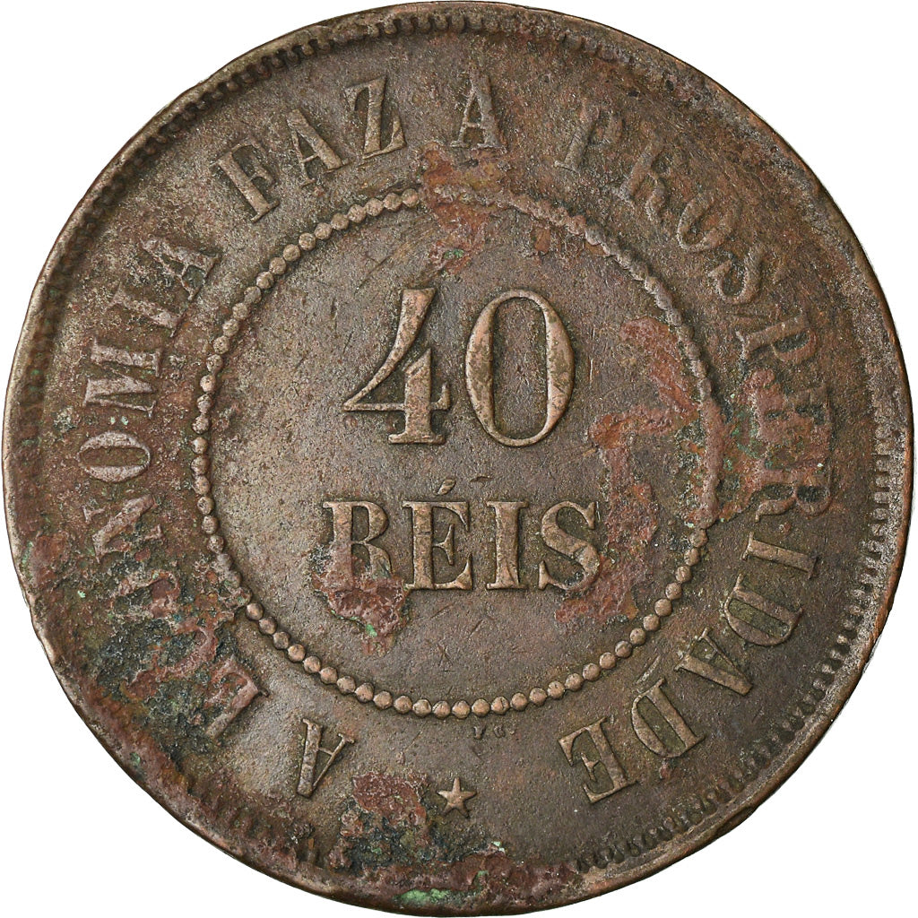 Coin, Brazil, 40 Reis, 1897, VF(20-25), Bronze, KM:491
