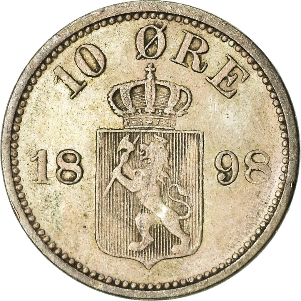 Moneta, Norvegia, 10 Öre, 1898, BB+, Argento, KM:350