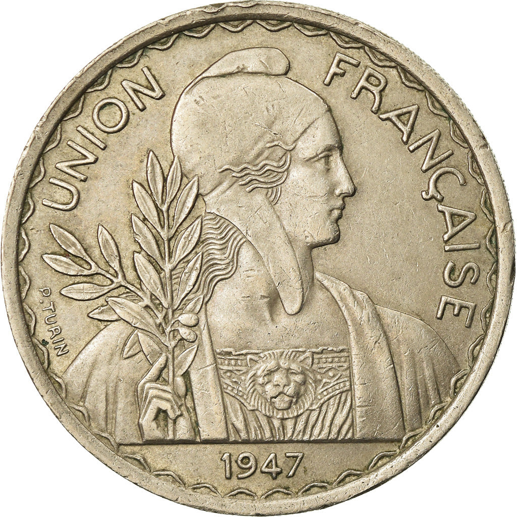 Moeda, Indochina, 1 Piastre, 1947, Paris, AU(50-53), Cuproníquel, Lecompte:320