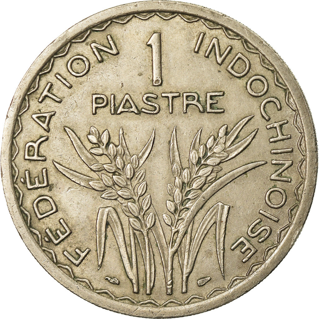 Moeda, Indochina, 1 Piastre, 1947, Paris, AU(50-53), Cuproníquel, Lecompte:320