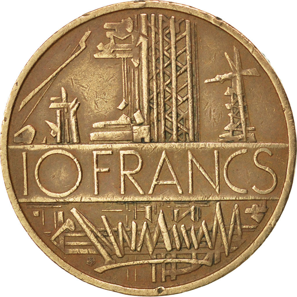 FRANCE, Mathieu, 10 Francs, 1976, KM #940, EF(40-45), Nickel-Brass, 26, Gadoury.