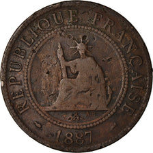 Moneta, INDOCINA FRANCESE, Cent, 1887, Paris, MB+, Bronzo, KM:1, Lecompte:39