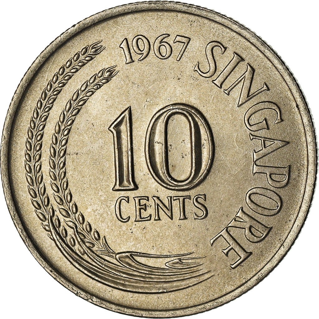 Moneta, Singapore, 10 Cents, 1967, Singapore Mint, SPL, Rame-nichel, KM:3