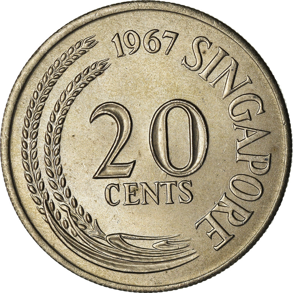 Moneta, Singapore, 20 Cents, 1967, Singapore Mint, SPL, Rame-nichel, KM:4