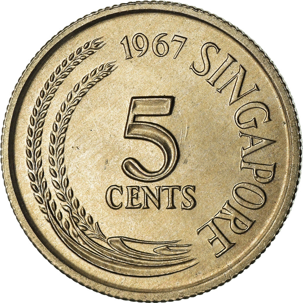 Moneta, Singapore, 5 Cents, 1967, Singapore Mint, SPL, Rame-nichel, KM:2