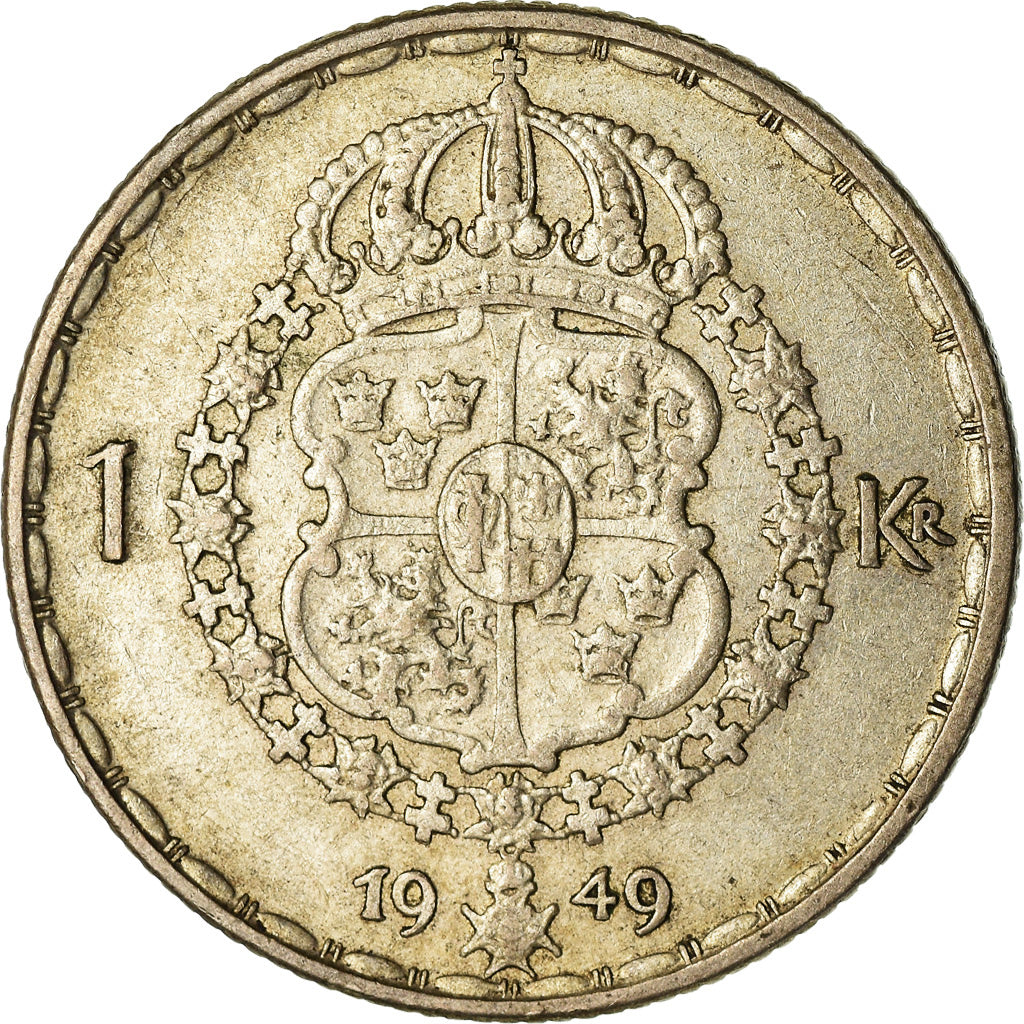 Moneta, Svezia, Gustaf V, Krona, 1949, BB, Argento, KM:814