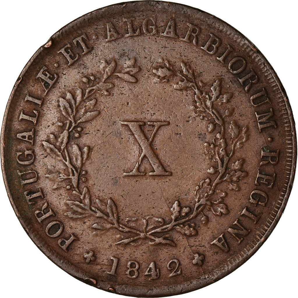 Münze, Portugal, Maria II, 10 Reis, 1842, SS, Kupfer, KM:481