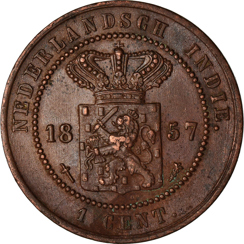Münze, NETHERLANDS EAST INDIES, William III, Cent, 1857, Utrecht, Caduceus, SS