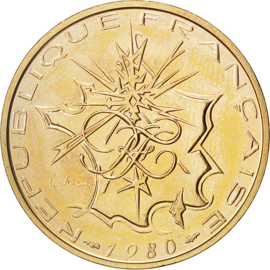FRANCE, Mathieu, 10 Francs, 1980, KM #940, MS(63), Nickel-Brass, 26, Gadoury...