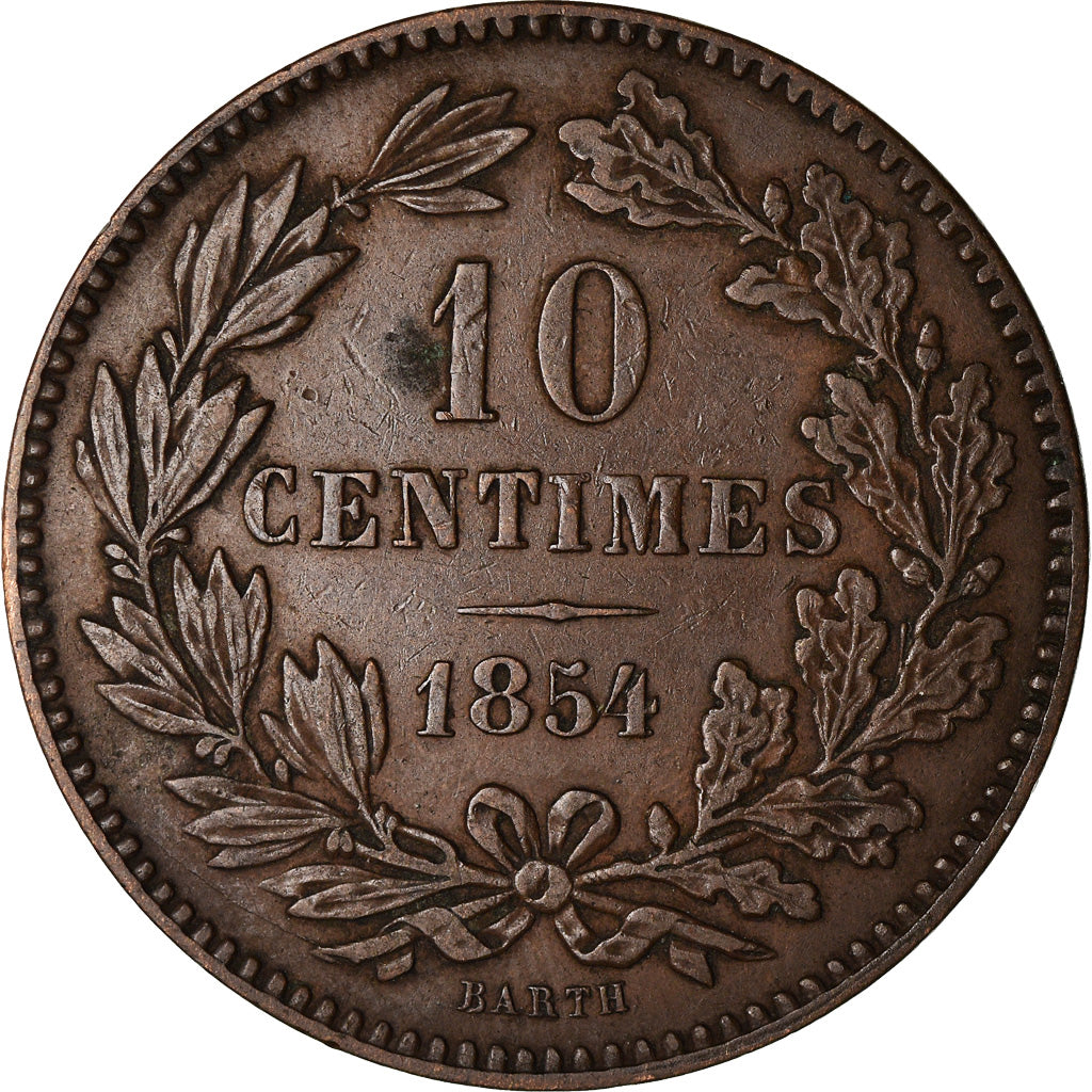 Moneta, Lussemburgo, William III, 10 Centimes, 1854, Utrecht, BB, Bronzo