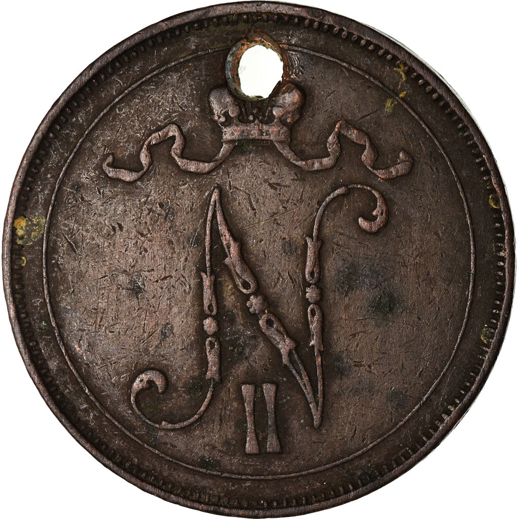Coin, Finland, Nicholas II, 10 Pennia, 1900, VF(20-25), Copper, KM:14