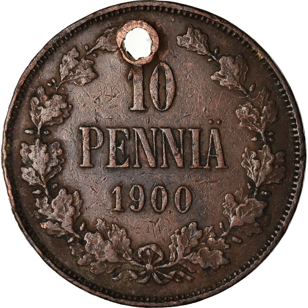 Coin, Finland, Nicholas II, 10 Pennia, 1900, VF(20-25), Copper, KM:14