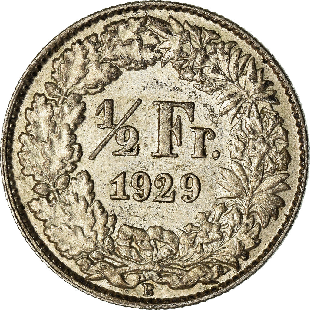 Münze, Schweiz, 1/2 Franc, 1929, Bern, SS, Silber, KM:23