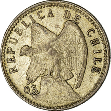 Moeda, Chile, 5 Centavos, 1906, EF(40-45), Prata, KM:155.2