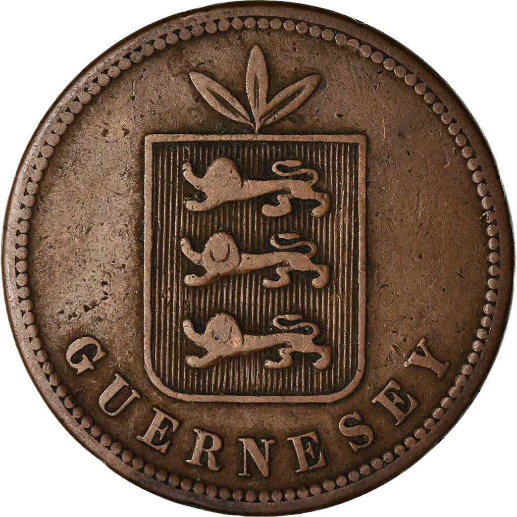 Münze, Guernsey, 4 Doubles, 1864, Heaton, Birmingham, S+, Bronze, KM:5