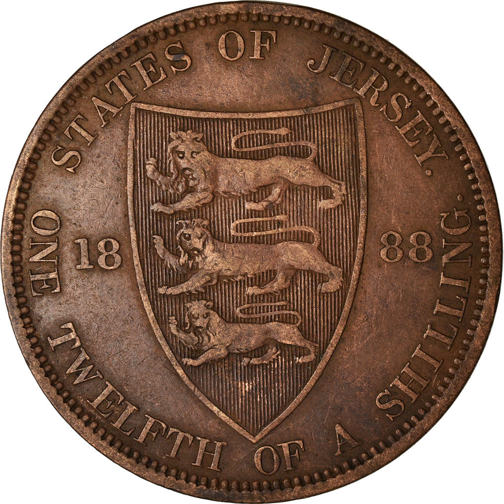 Moneta, Jersey, Victoria, 1/12 Shilling, 1888, BB, Bronzo, KM:8