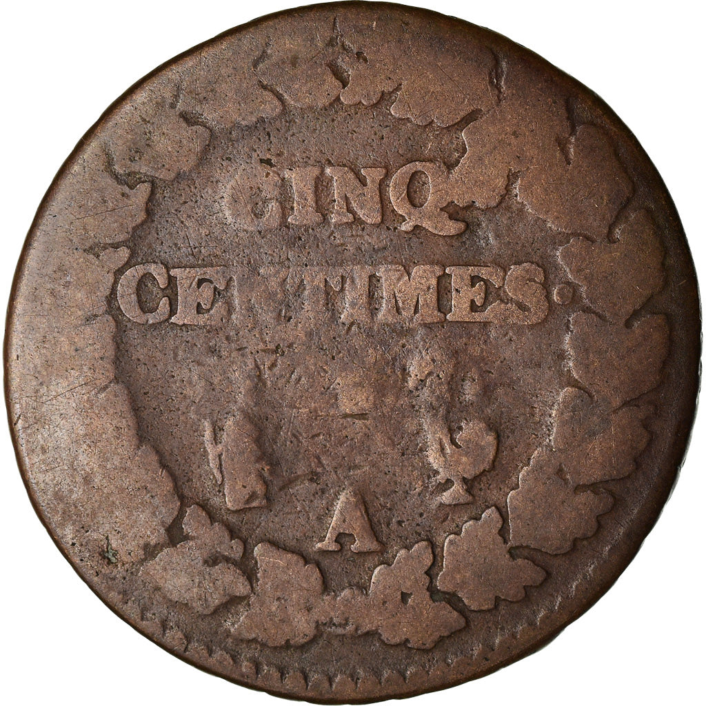 Moeda, França, Dupré, 5 Centimes, AN 7, Paris, VG(8-10), Bronze, KM:640.1