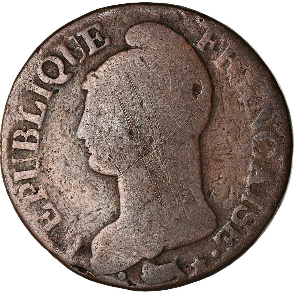 Moneta, Francja, Dupré, 5 Centimes, AN 7, Paris, F(12-15), Bronze, KM:640.1