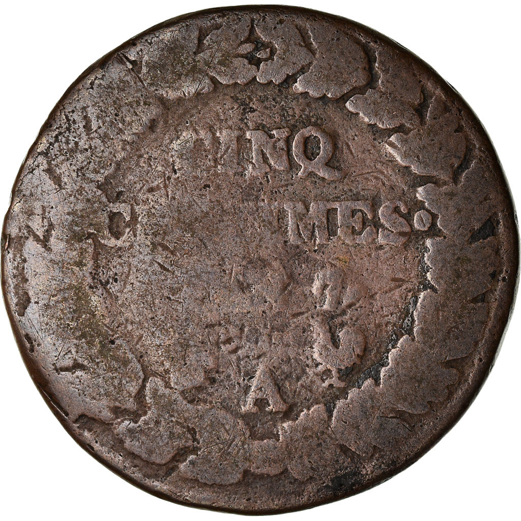 Moneta, Francja, Dupré, 5 Centimes, AN 7, Paris, F(12-15), Bronze, KM:640.1