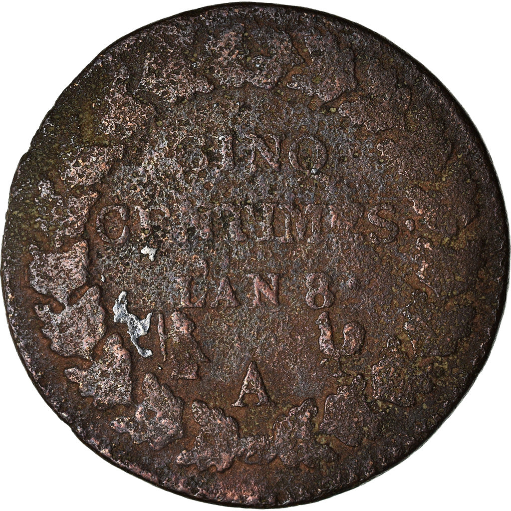 Moeda, França, Dupré, 5 Centimes, AN 8, Paris, F(12-15), Bronze, KM:640.1