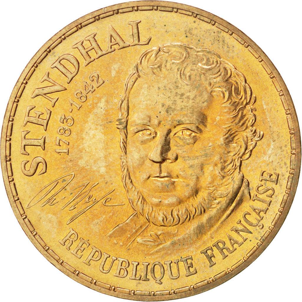 FRANCE, Stendhal, 10 Francs, 1983, KM #953, MS(60-62), Nickel-Bronze, 26,...
