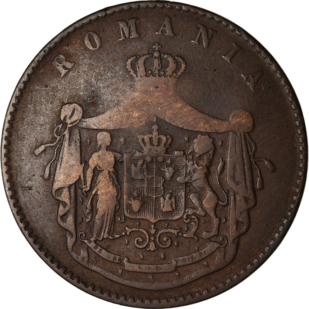 Moneta, Romania, Carol I, 10 Bani, 1867, MB, Rame, KM:4.2