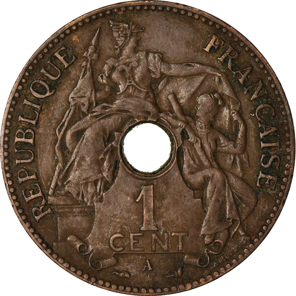 Moneta, FRANCUSKIE INDOCHINY, Cent, 1903, VF(30-35), Bronze, KM:8