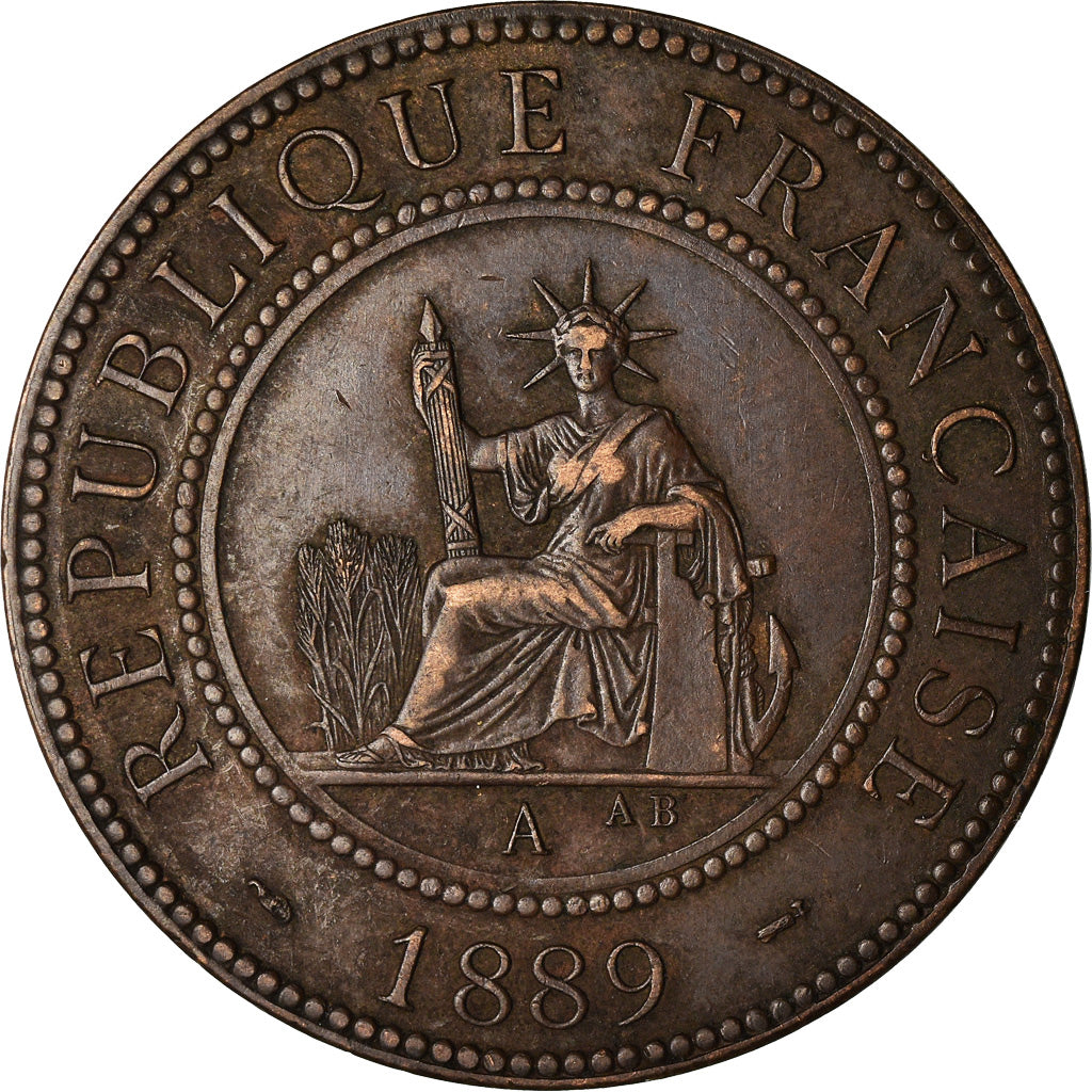 Coin, FRENCH INDO-CHINA, Cent, 1889, Paris, EF(40-45), Bronze, KM:1, Lecompte:41