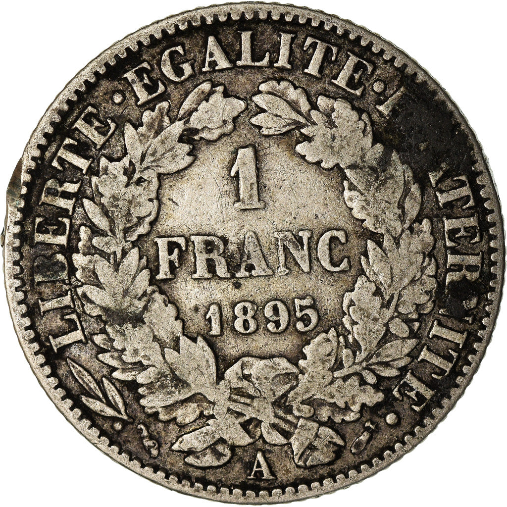 Coin, France, Cérès, Franc, 1895, Paris, VF(20-25), Silver, KM:822.1