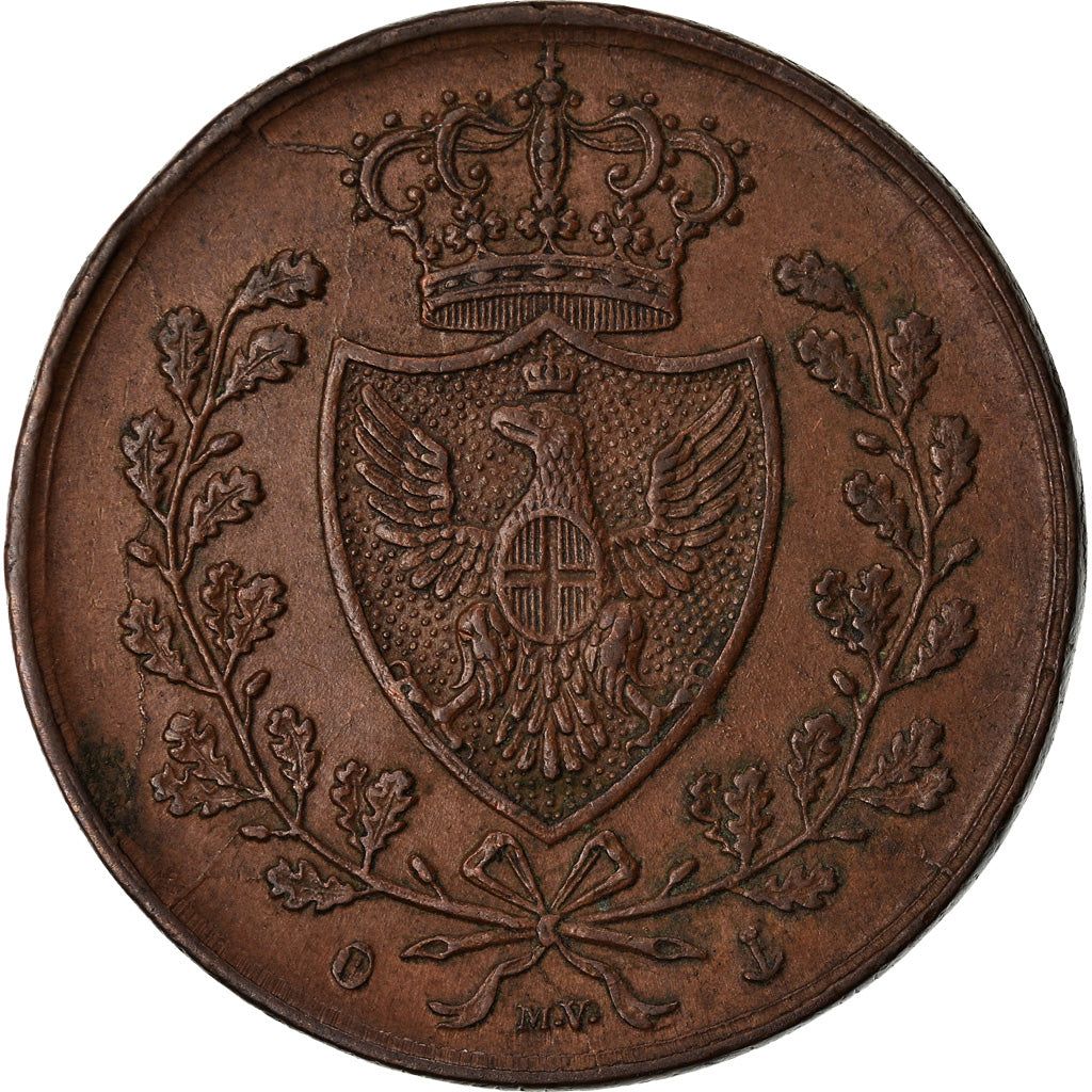 Coin, ITALIAN STATES, SARDINIA, Carlo Felice, 5 Centesimi, 1826, Genoa