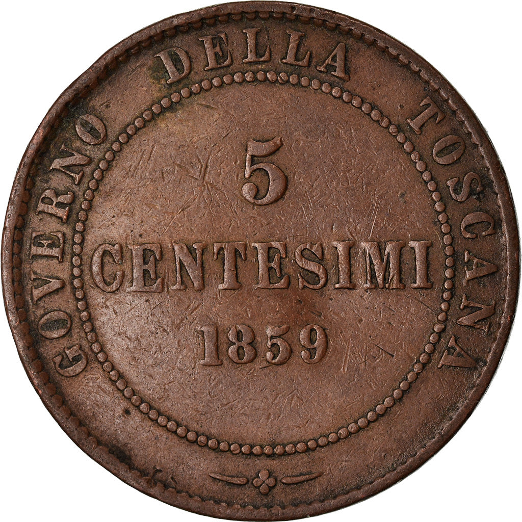 Coin, ITALIAN STATES, TUSCANY, Provisional Government, 5 Centesimi, 1859