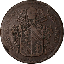 Monnaie, États italiens, PAPAL STATES, Pius IX, Baiocco, 1851, Roma, TB+