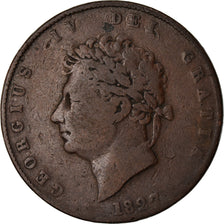 Moneta, Gran Bretagna, George IV, 1/2 Penny, 1827, MB, Rame, KM:692
