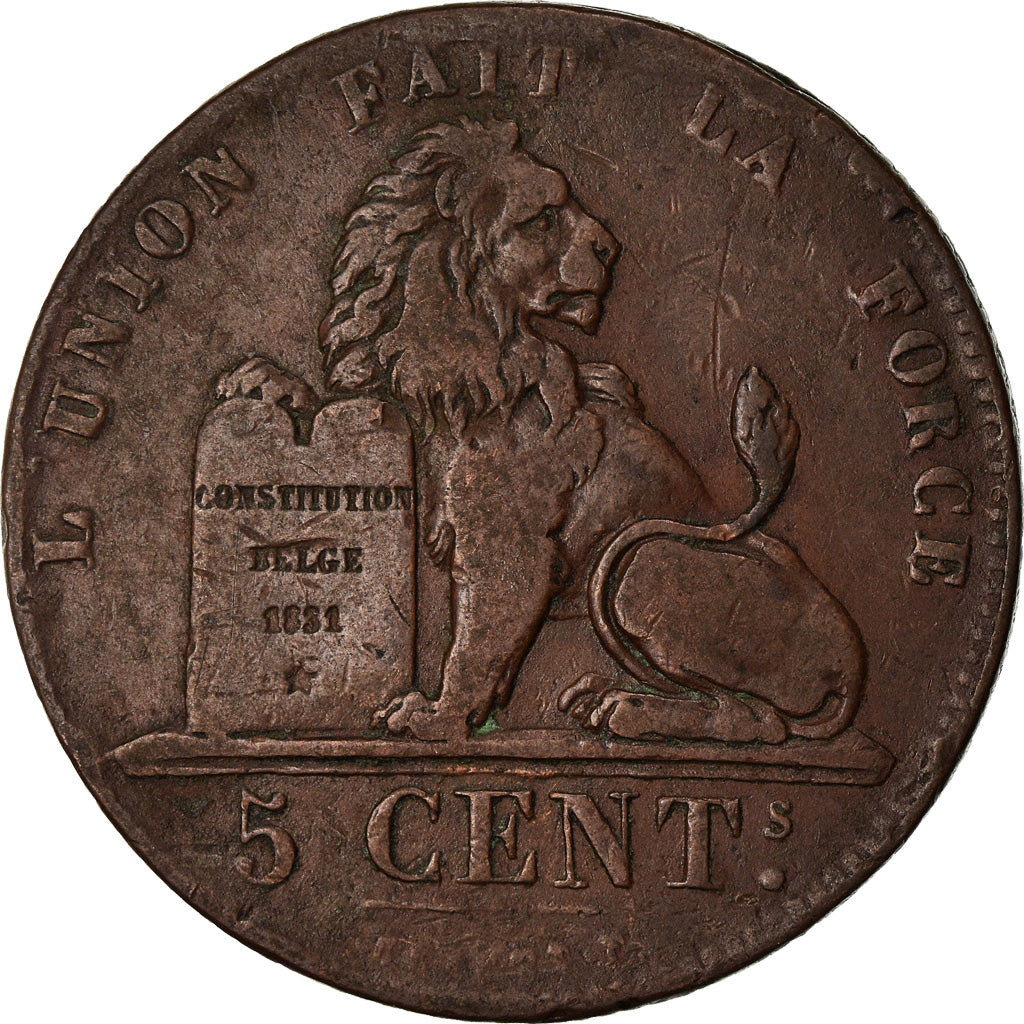 Moneta, Belgio, Leopold I, 5 Centimes, 1837, MB+, Rame, KM:5.1